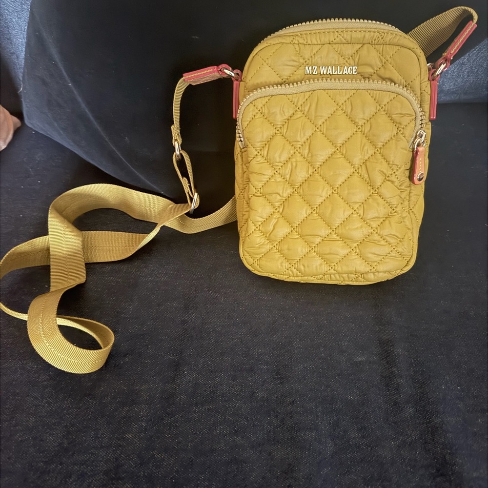 MZ Wallace Mustard Quilted Crossbody Bag